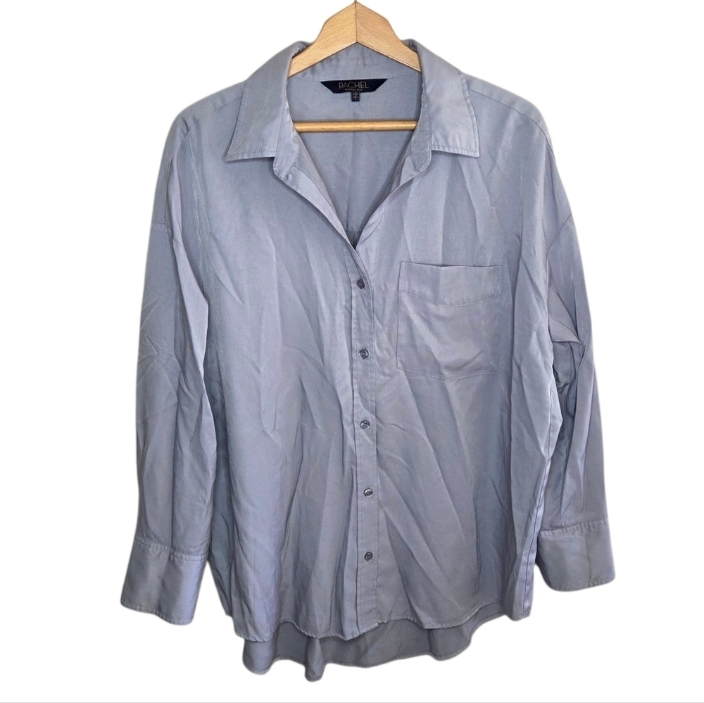 RACHEL Rachel Roy Gray Long Sleeve Button Front Shirt Size Large